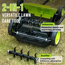 Deli 2-in-1 Electric Dethatcher & Scarifier, 13-Inch 12-Amp Powered Lawn Tool with 8-Gallon Removable Collection Bag